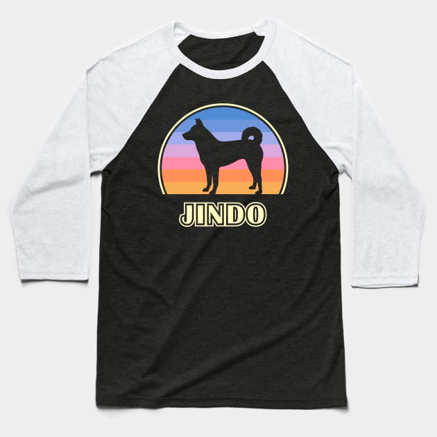 Jindo Vintage Sunset Dog Baseball T-Shirt by millersye